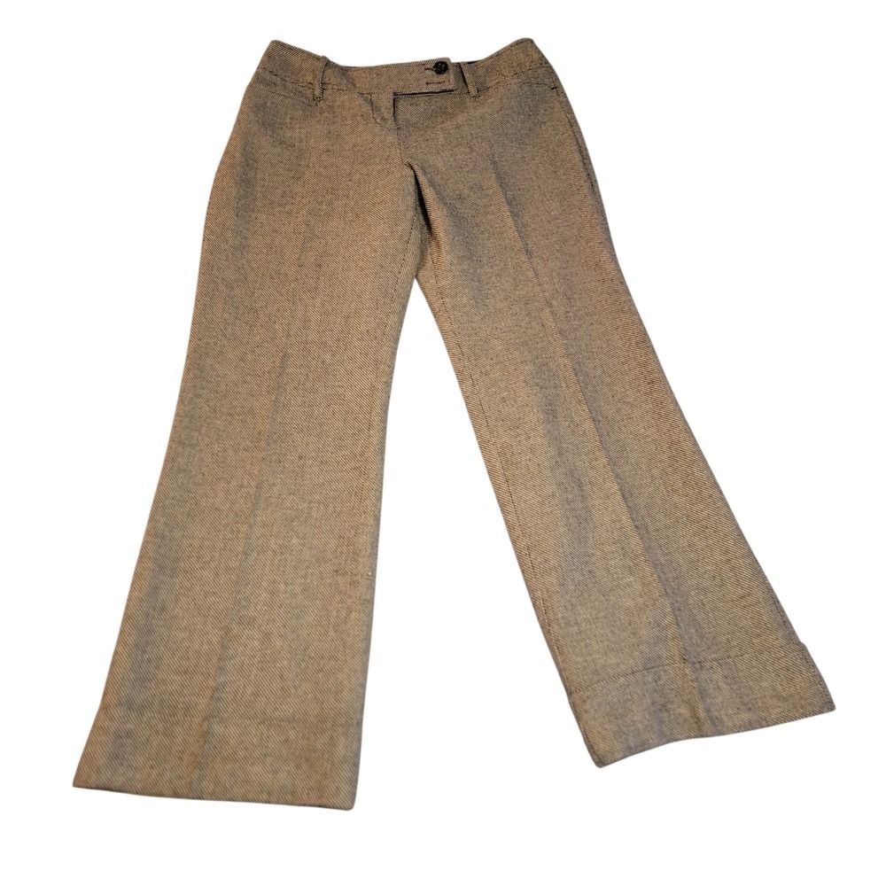 LOFT Black & White Wool Wide Leg Career Pants Satin Lined 6P